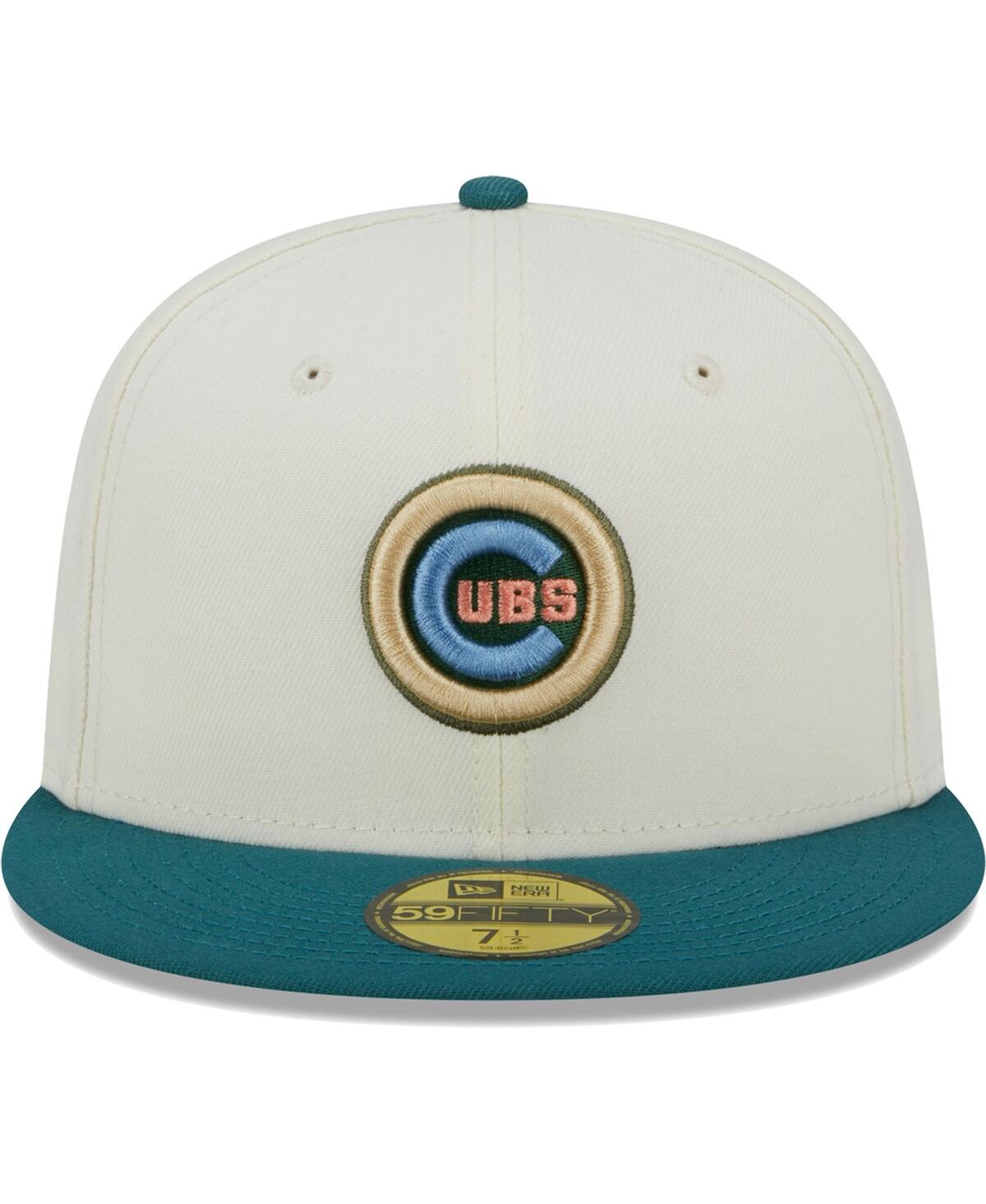 Men's New EraChicago Cubs Chrome Evergreen 59FIFTY Fitted Hat - Cream