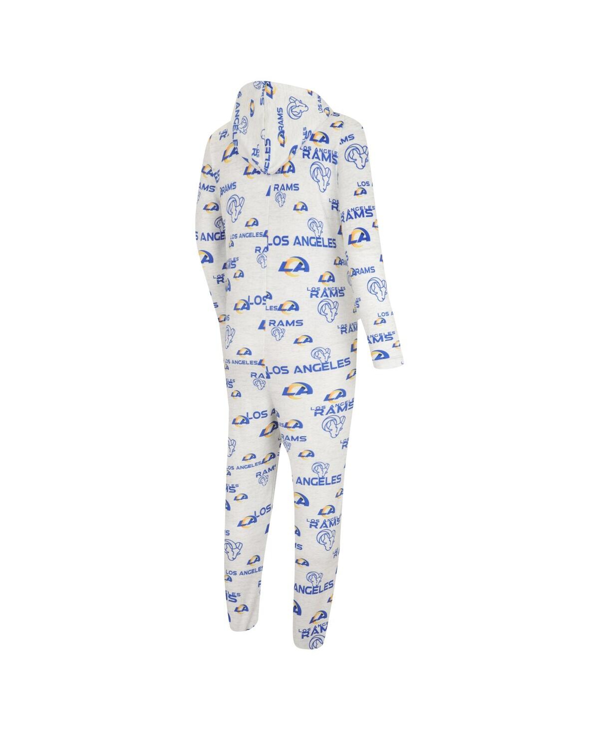 Shop Concepts Sport Men's  White Los Angeles Rams Allover Print Docket Union Full-zip Hooded Pajama Suit