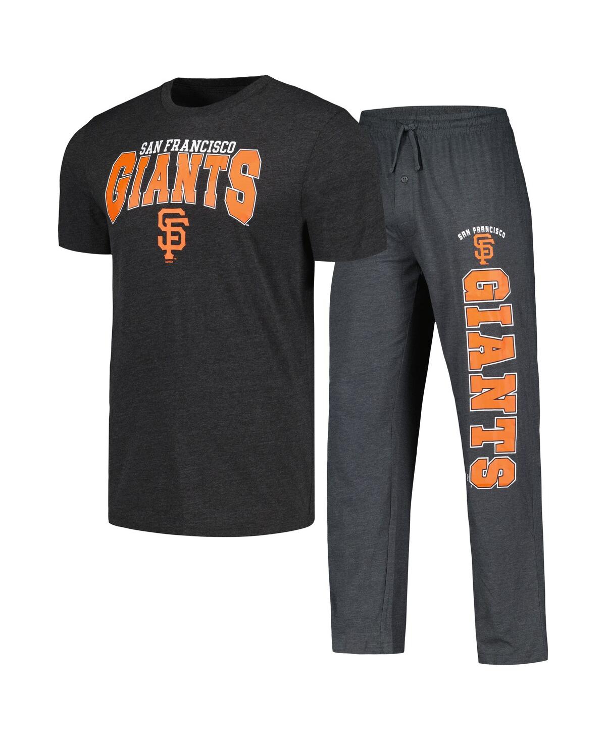 Shop Concepts Sport Men's  Charcoal, Black San Francisco Giants Meter T-shirt And Pants Sleep Set In Charcoal,black