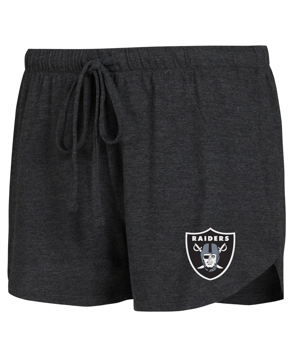 Women's Concepts Sport Charcoal Las Vegas Raiders Raglan Long Sleeve T-shirt and Shorts Lounge Set - Charcoal