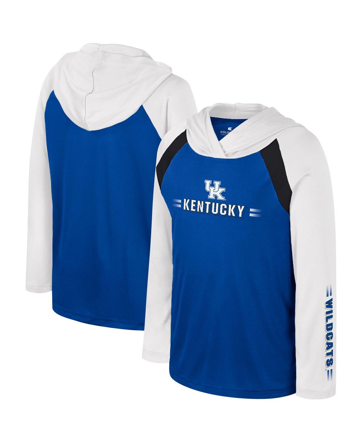 Colosseum Kids' Big Boys  Royal Kentucky Wildcats Eddie Multi-hit Raglan Long Sleeve Hoodie T-shirt