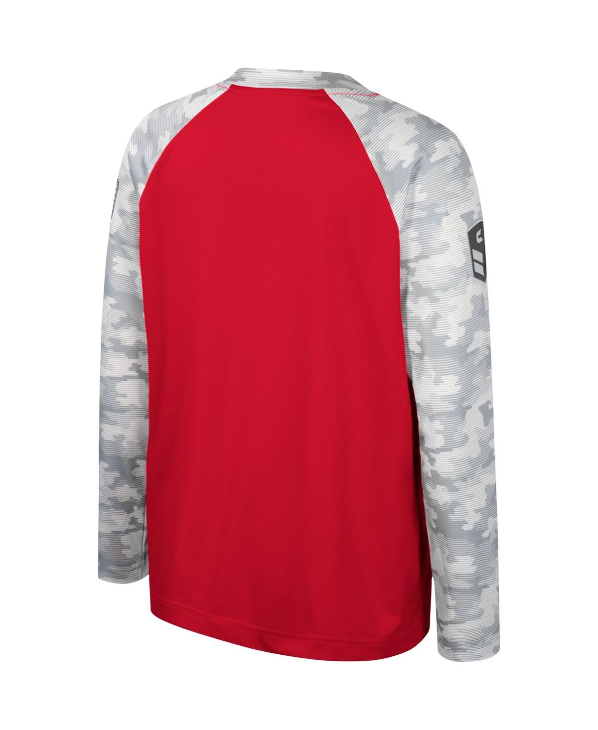 Colosseum Big Boys  Red, Camo Wisconsin Badgers Oht Military-inspired Appreciation Dark Star Raglan L In Red,camo