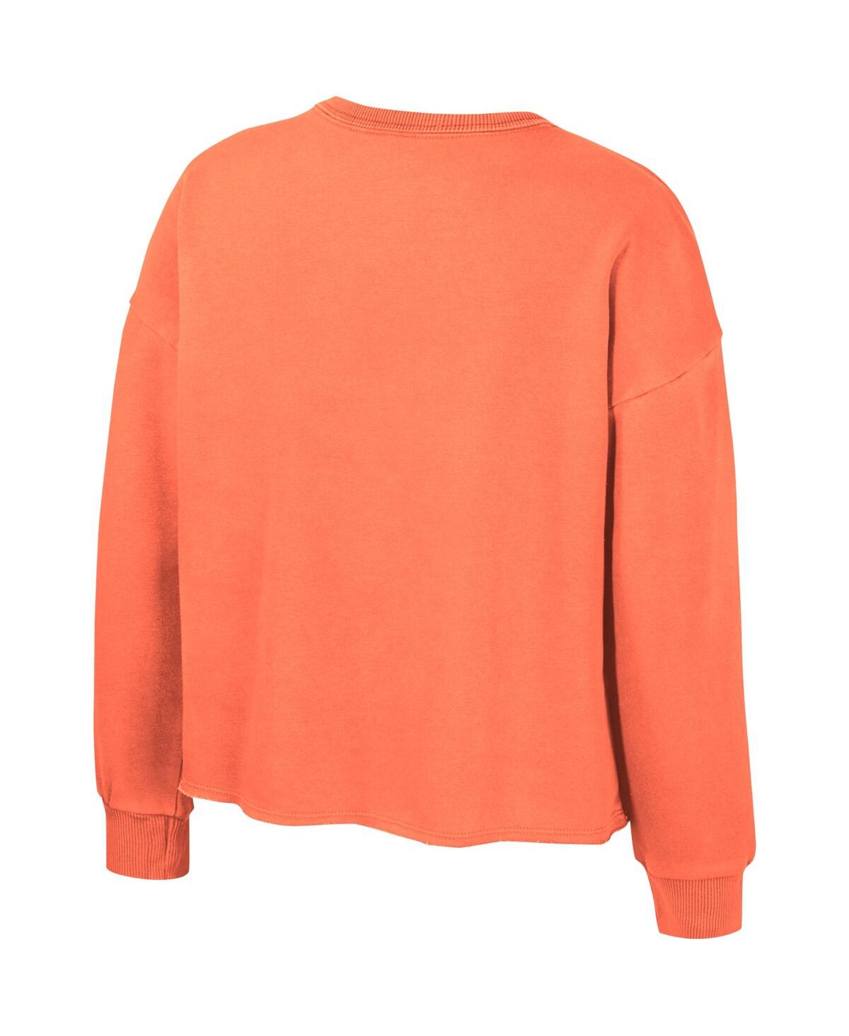 Shop Colosseum Big Girls  Orange Clemson Tigers Audrey Washed Fleece Pullover Crewneck Sweatshirt