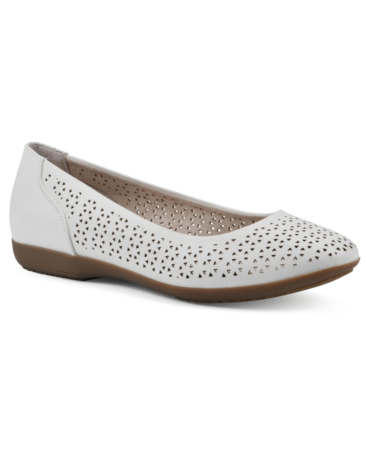 Shop Cliffs By White Mountain Women's Cindy Ballet Flat In White Burnished Smooth