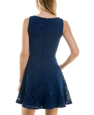 Juniors' Lace Square-Neck Skater Dress