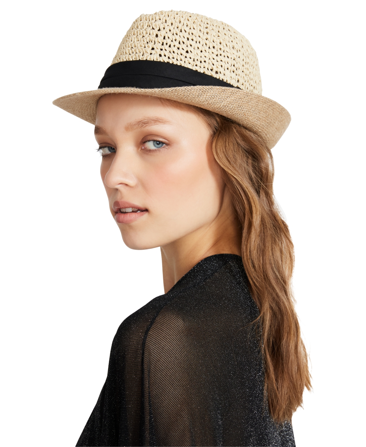 Steve Madden Women's Two-Tone Paper Crochet Fedora - Black