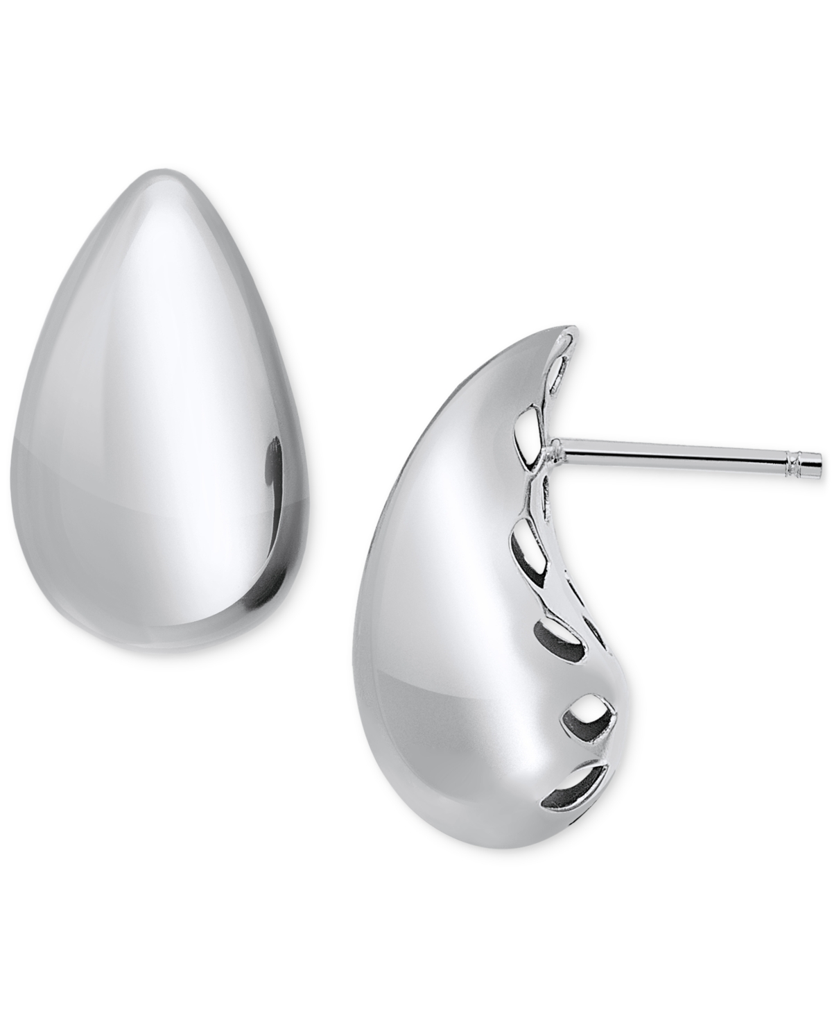 Macy's Polished Teardrop Dome Stud Earrings In 10k Gold In White Gold