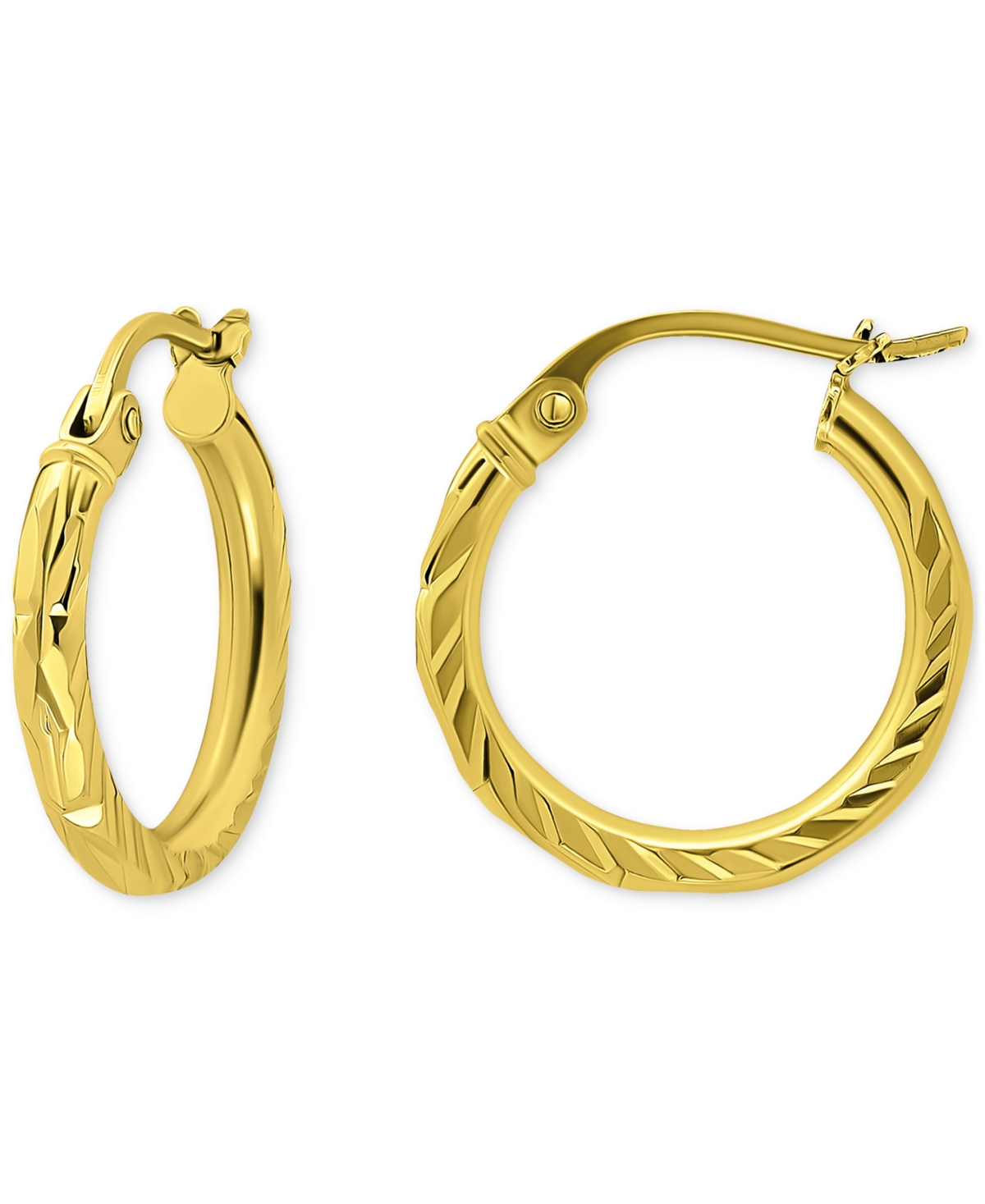Giani Bernini Textured Small Hoop Earrings In 18k Gold-plated Sterling Silver, 15mm, Created For Macy's In Gold Over Silver