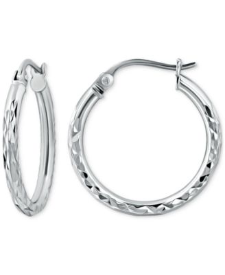 Giani Bernini - Textured Tube Small Hoop Earrings in Sterling Silver, 25mm, Created for Macy's