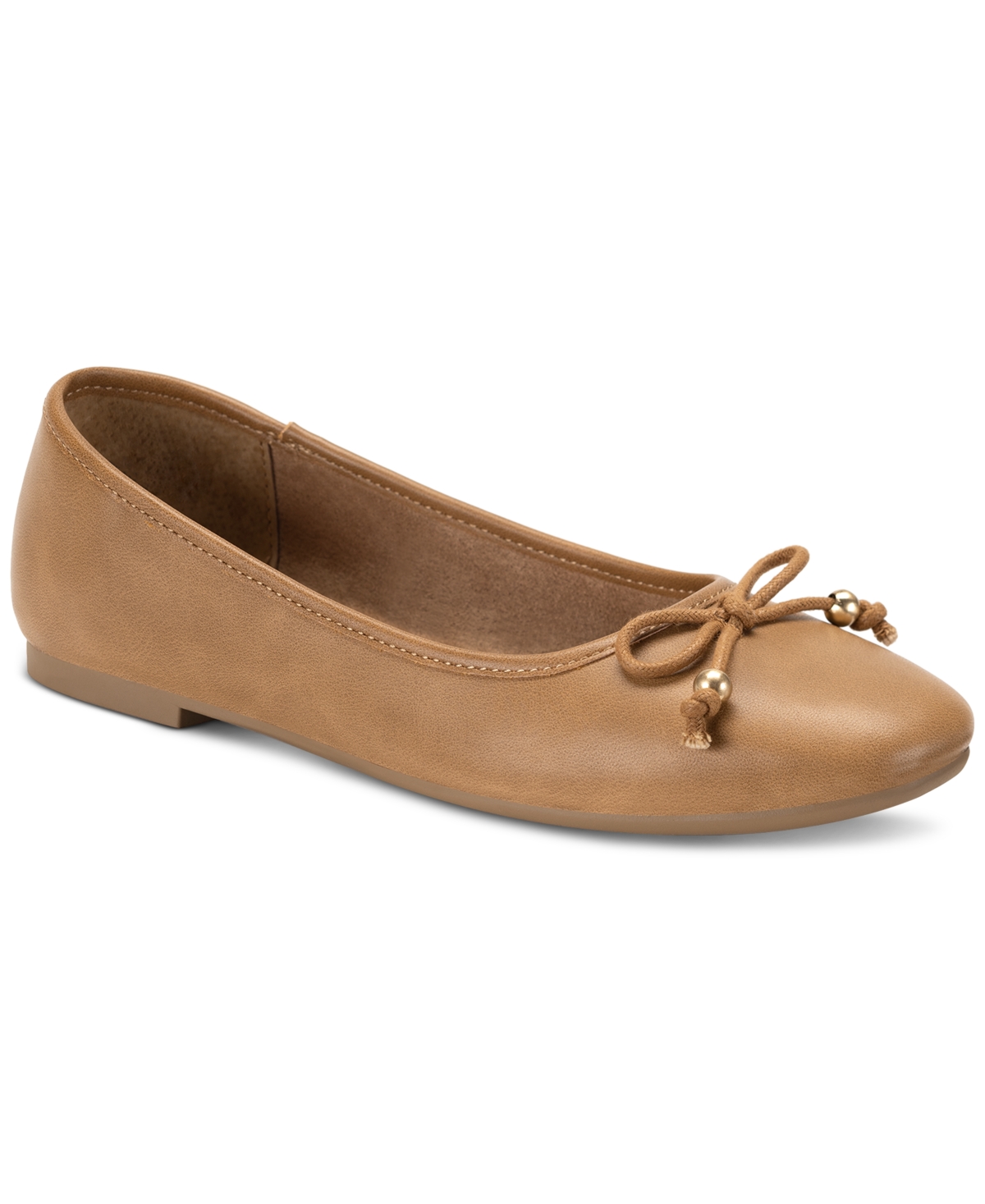 Shop Style & Co Women's Monaee Bow Slip-on Ballet Flats, Created For Macy's In Medium Tan