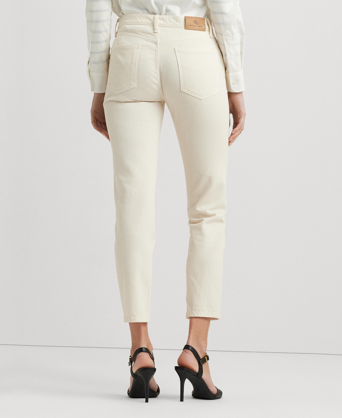 Shop Lauren Ralph Lauren Women's Mid-rise Tapered Jeans In Mascarpone Cream Wash