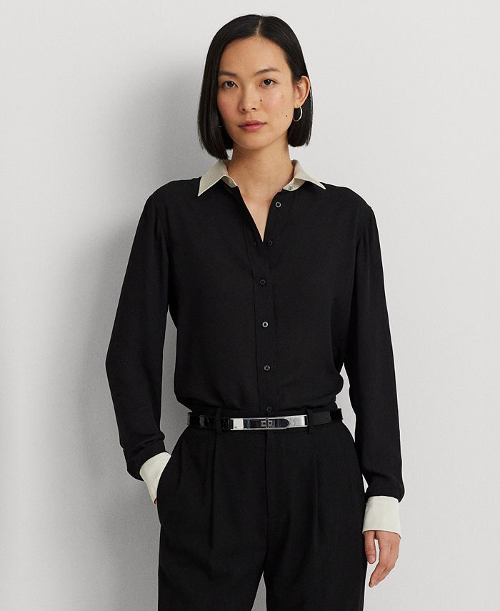 Lauren Ralph Lauren Women's Two-Tone Long-Sleeve Shirt - Macy's