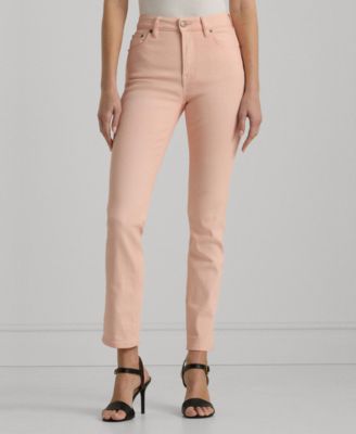 로렌 랄프로렌 Lauren Ralph Lauren Womens High-Rise Straight Ankle Jeans,Pink Opal Lacquer