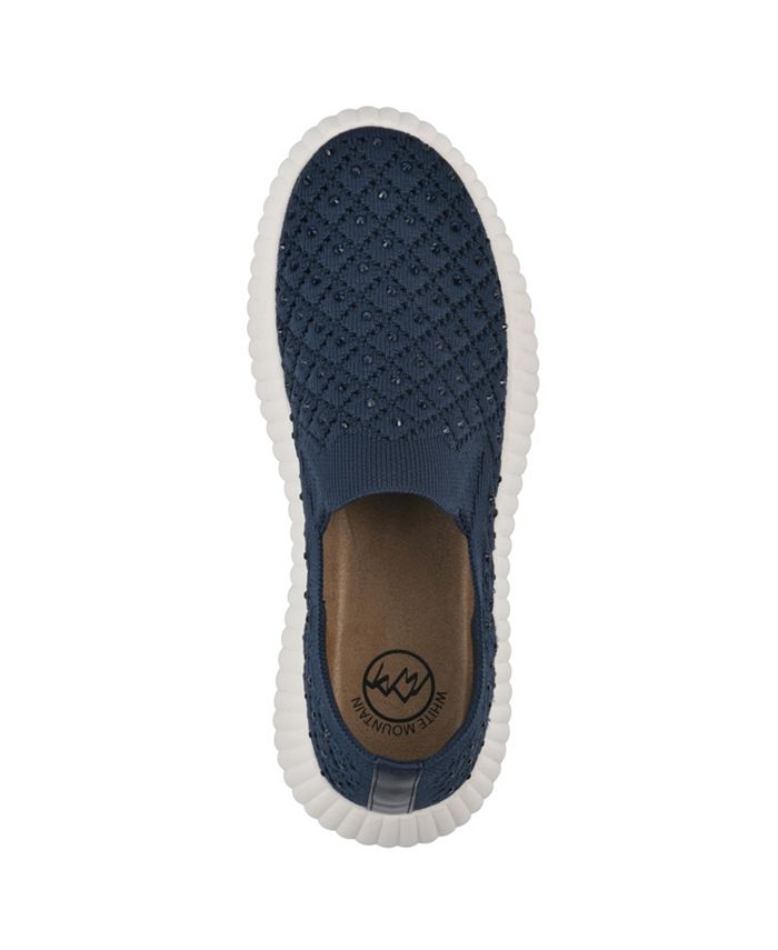 White Mountain Dyles - Sneaker da Donna in Maglia Intrecciata con Strass, Navy/Tessuto, 39 EU