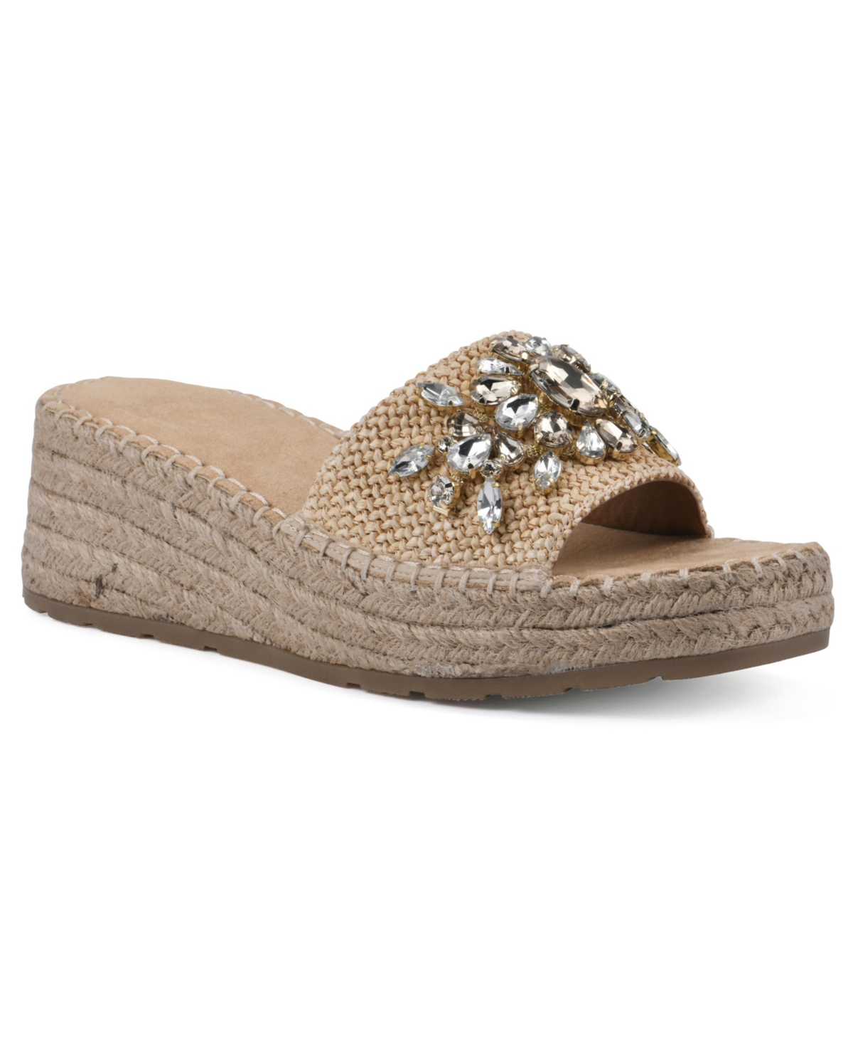 White Mountain Stitch Espadrille Wedge Sandals In Natural