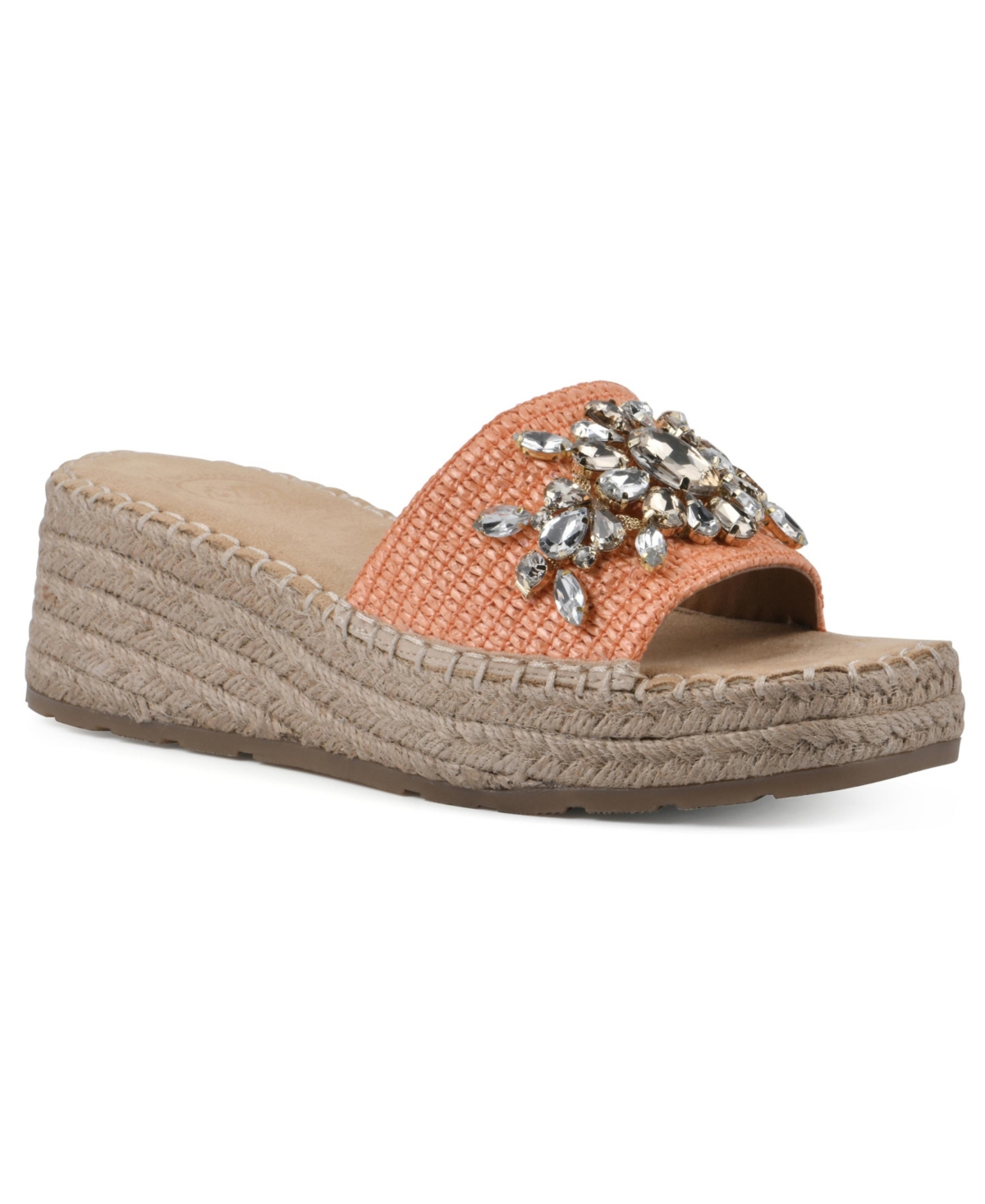 White Mountain Stitch Espadrille Wedge Sandals In Cantaloupe