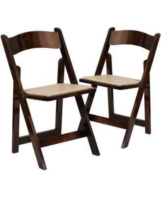 2 Pack Wedding Party Event Wood Folding Chair With Vinyl Padded Seat