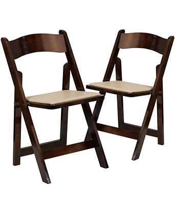 2 Pack Wedding Party Event Wood Folding Chair With Vinyl Padded Seat