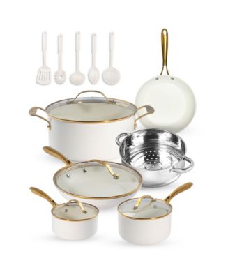 Gotham Steel Natural Collection Ceramic Coating Non-Stick 15-Piece Cookware Set with Gold-Tone Handles - Macy's