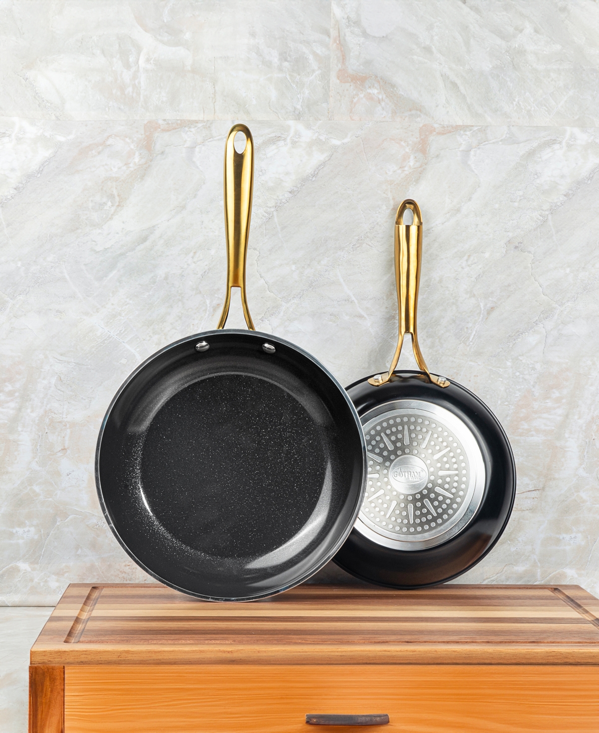 Gotham Steel Natural Collection Ceramic Coating Non-Stick 15-Piece Cookware Set with Gold-Tone Handles
