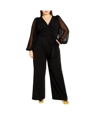 CITY CHIC Sheer Sleeve Jumpsuit - Macy's