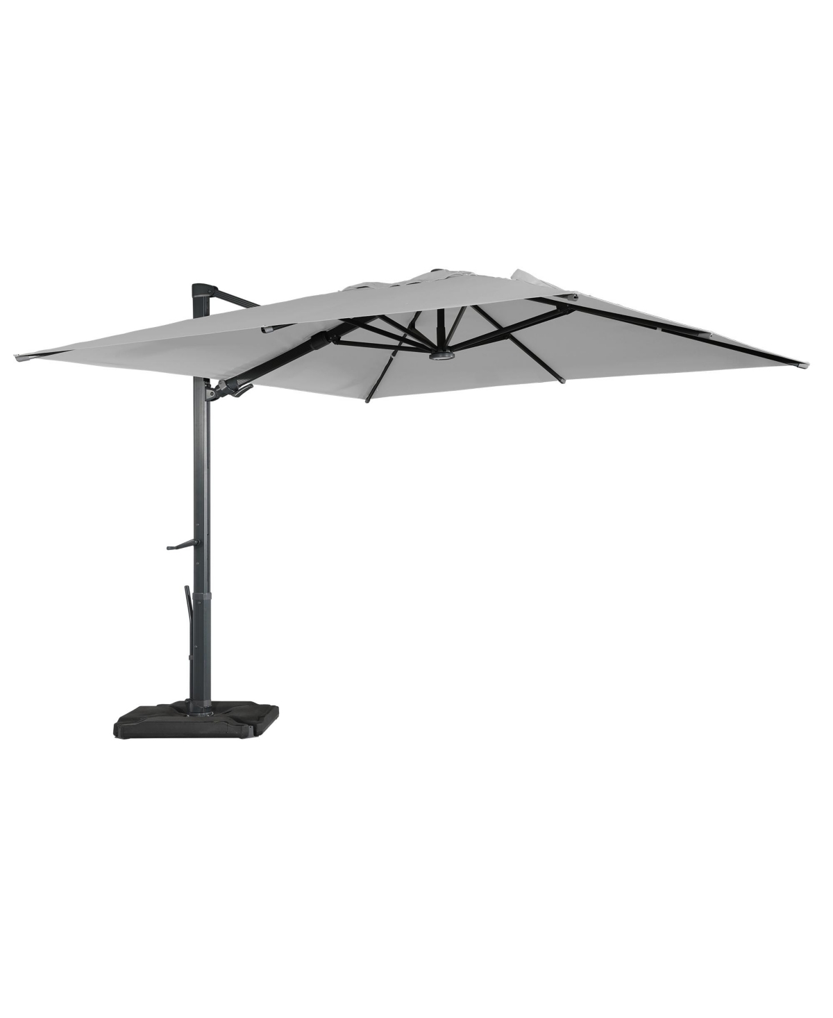 10ft Square Cantilever Solar Led Umbrella with Included Base Stand for Outdoor Sun Shade - Gray