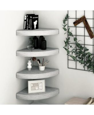 Wall Corner Shelves 4 pcs Concrete Gray 9.8"x9.8"x1.4" MDF