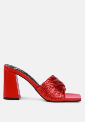Womens Salty You Crinkled Triangular Block Heel Sandals