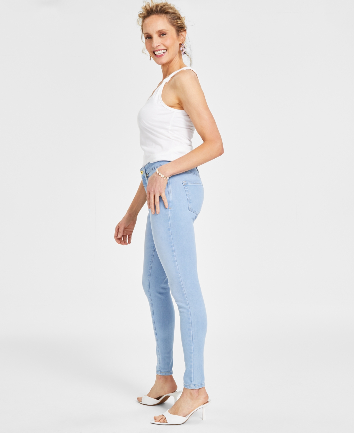 Shop Inc International Concepts Women's Mid Rise Skinny Jeans, Created For Macy's In Light Indigo