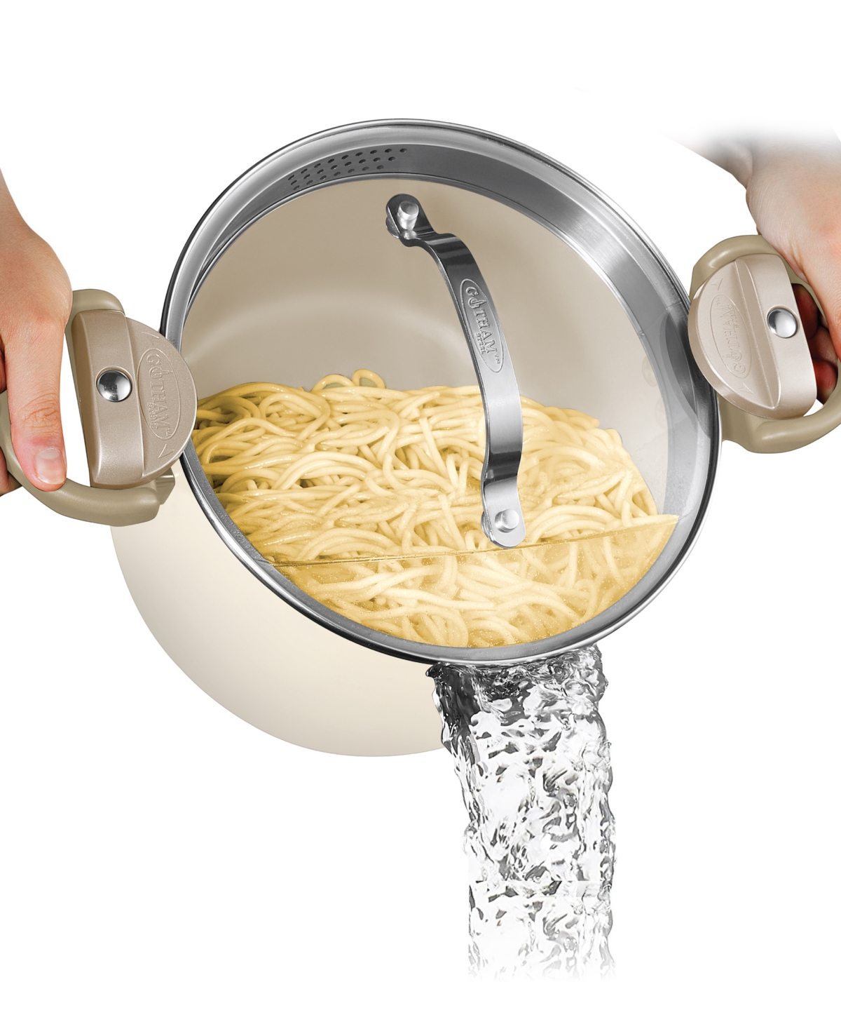 Gotham Steel Natural Collection Ceramic Coating Non-Stick Pasta Pot with Lock Handles
