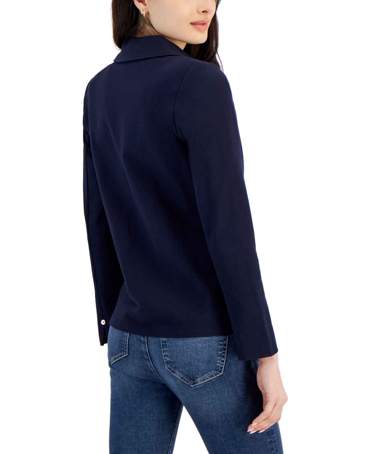Shop Nautica Jeans Women's Patch-pocket Long-sleeve Blazer In Blue