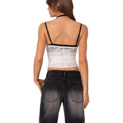 Womens Eleanor Bra Detail Sheer Lace Top