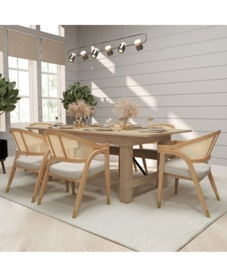 Bronson Cane Rattan Padded Accent Or Dining Chair With Metallic Accented Legs