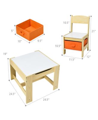 Kids Table Chairs Set With Storage Boxes Blackboard Whiteboard Drawing
