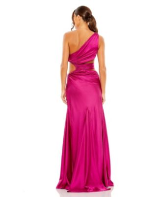 【Mac Duggal】サイドカットアウト ワンショルダー ガウン Mac Duggal Women's Tied One Shoulder Cut-Out Flowy Gown - Macy's