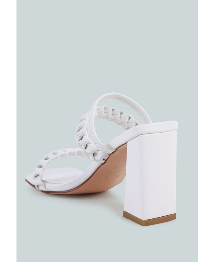 ARNIE BRAIDED BLOCK HEELED SLIDER SANDALS