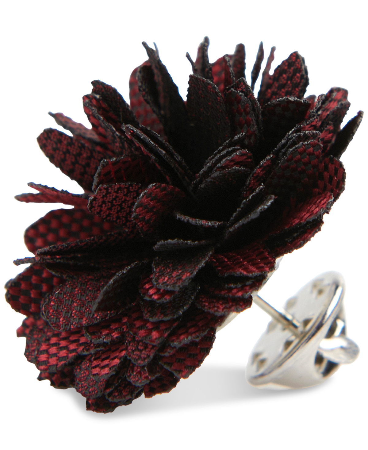 Con.Struct Men's Ceremony Satin Checkerboard Flower Lapel Pin, Created for Macy's - Red Velvet