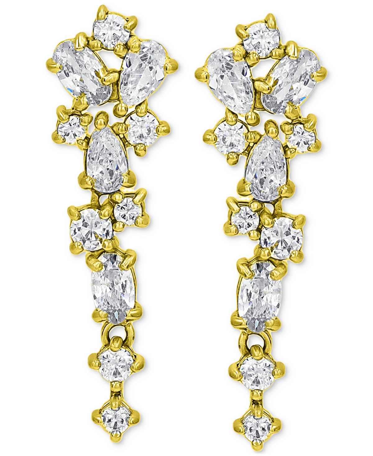 Macy's Cubic Zirconia Multi-shape Dangle Drop Earrings In Sterling Silver, Created For  In Gold