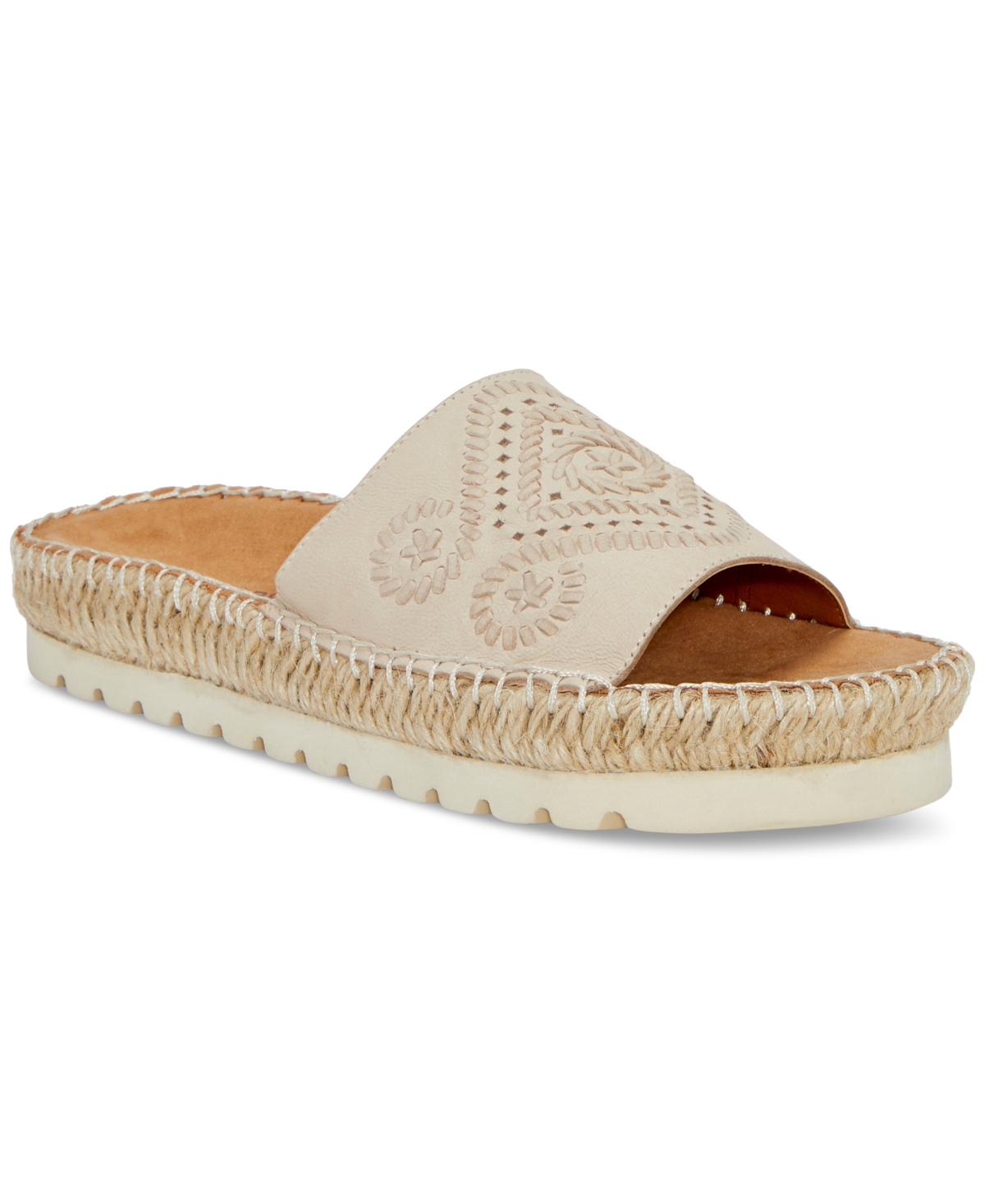 Shop Lucky Brand Women's Lemana Espadrille Flat Slide Sandals In Nicciola Leather