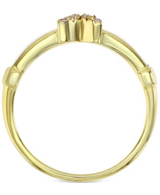 Cubic Zirconia & Enamel X Band in 14k Gold-Plated Sterling Silver