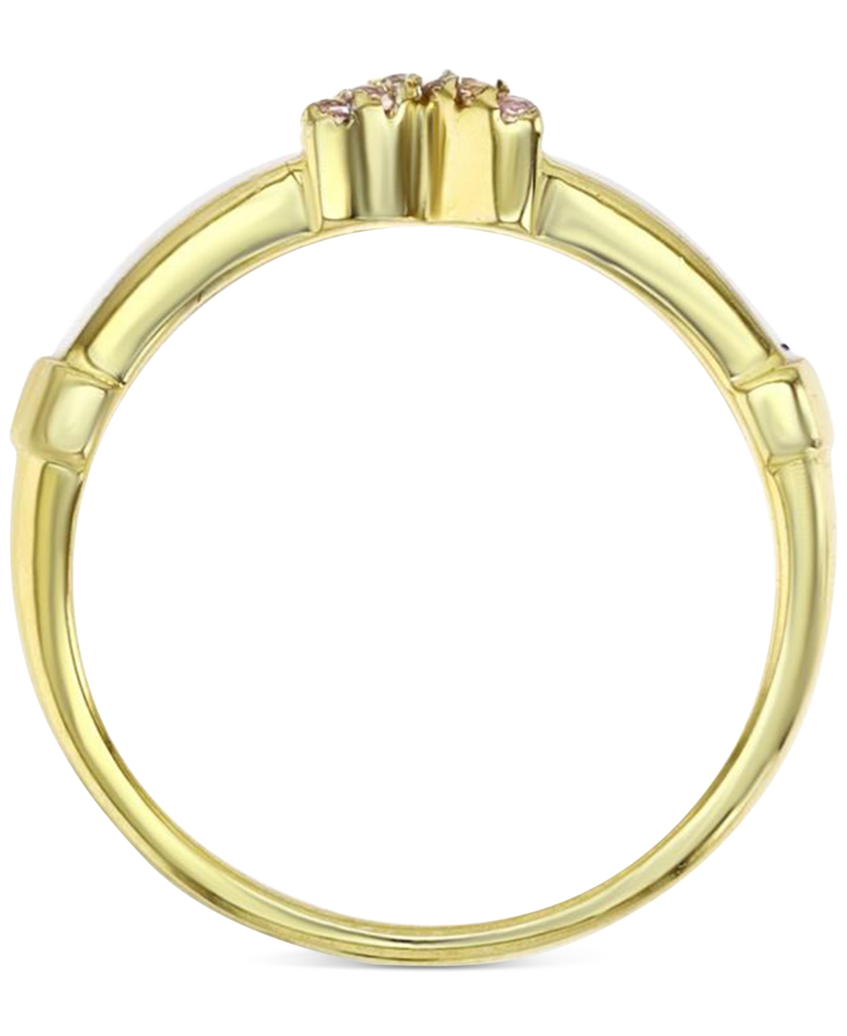 Cubic Zirconia & Enamel X Band in 14kPlated Sterling Silver - Gold