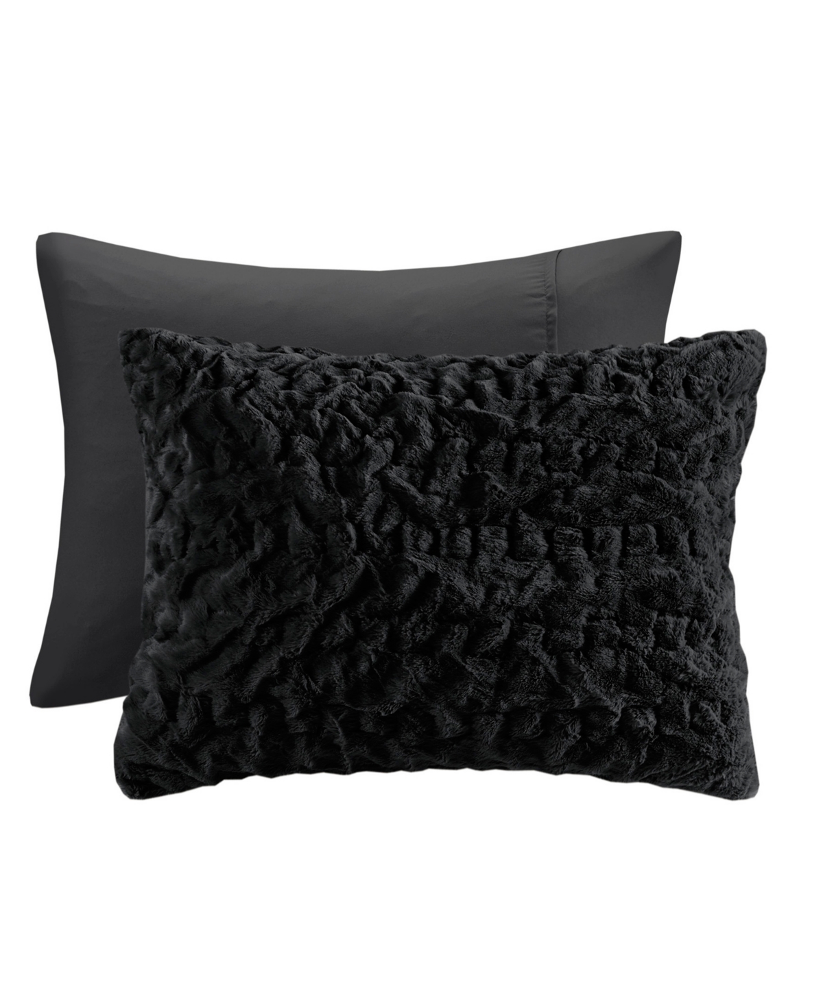 Madison Park Blair Ruched 3-pc. Faux Fur Comforter Set, King/california King In Black
