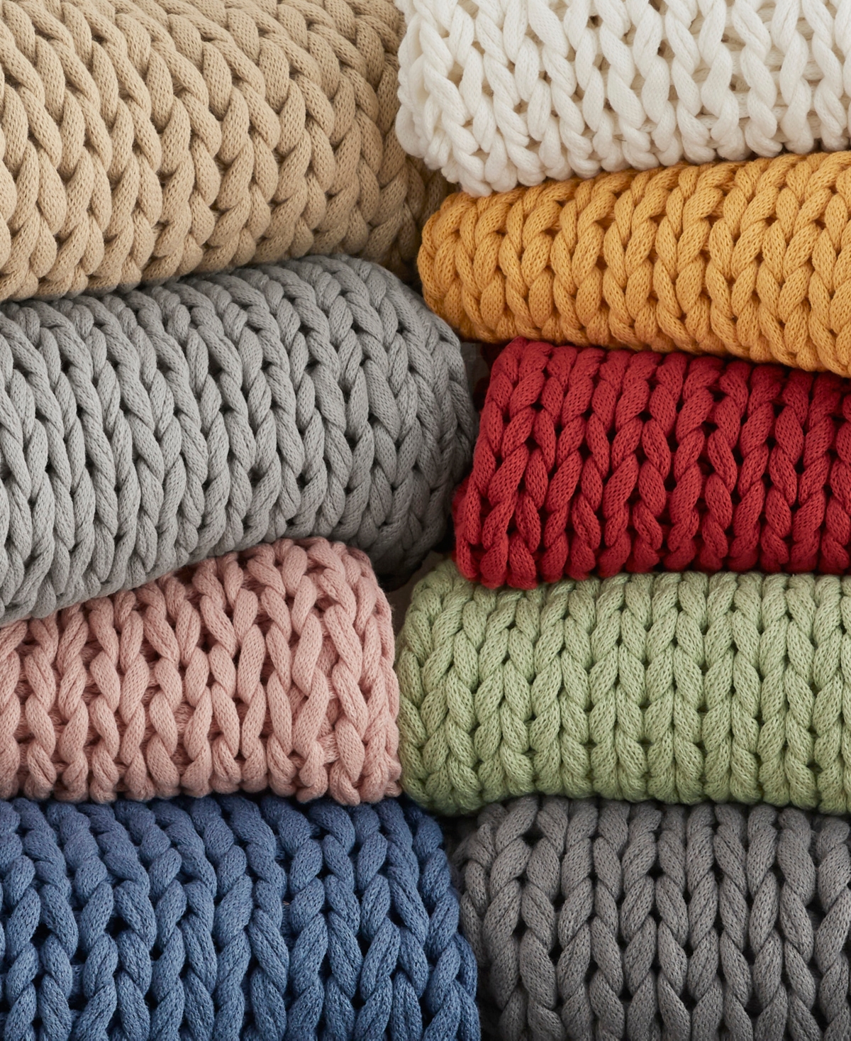 Madison Park Chunky-knit Handmade Throw, 50" X 60" In Sage Green