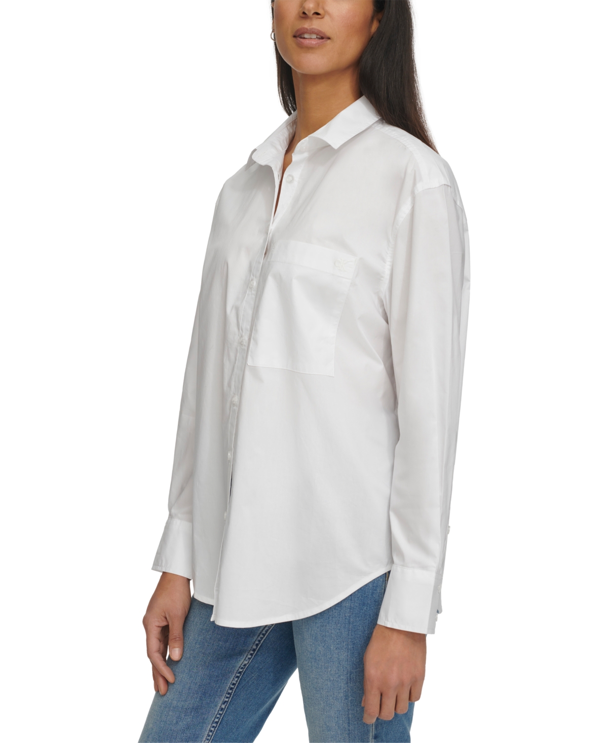 Shop Calvin Klein Jeans Est.1978 Women's Button-front Cotton Top In White
