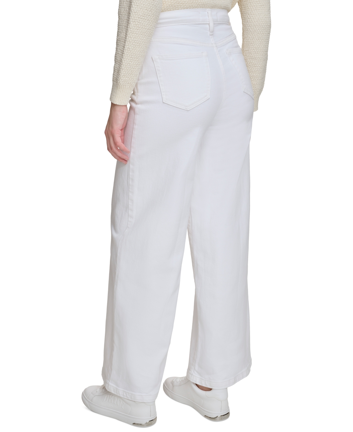 Shop Dkny Jeans Women's High-rise Wide-leg Trouser Jeans In Opt - Optic White