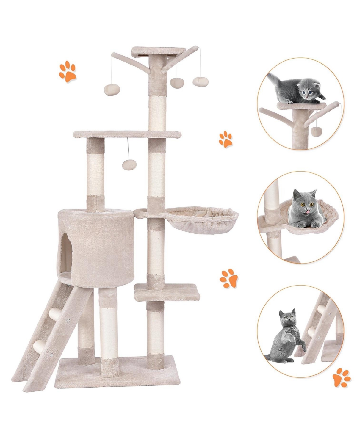 56 Inch Condo Scratching Posts Ladder Cat Play Tree