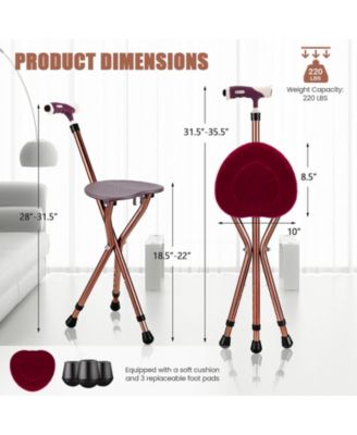 Lightweight Adjustable Folding Cane Seat Aluminum Alloy Crutch Chair With Light