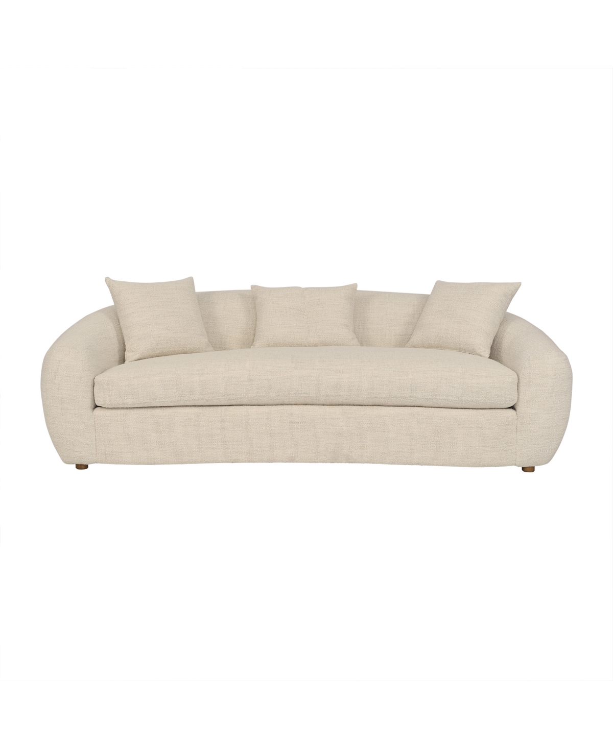 Shop Armen Living Molly 96.5" Upholstered Curved Sofa In Pearl,brown