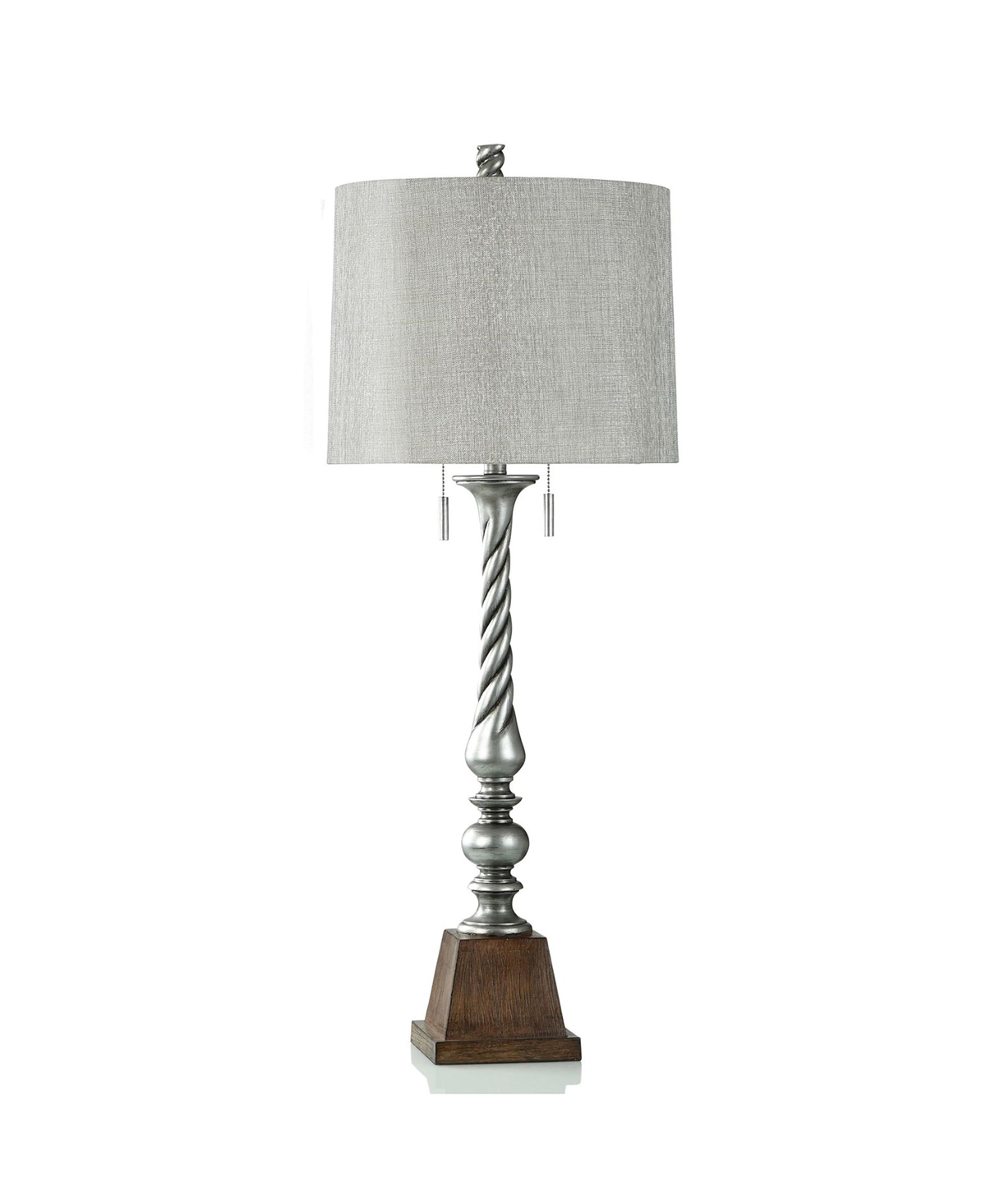 Stylecraft Home Collection 40.87" India Pedestal Painted Swirl Table Lamp In Metallic Silver,brown Faux Wood