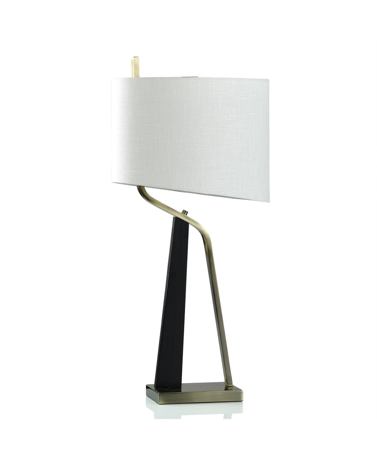 Stylecraft Home Collection 31" Domino Abstract Mid Century Modern Slanted Design Table Lamp In Matte Black,antique Brass